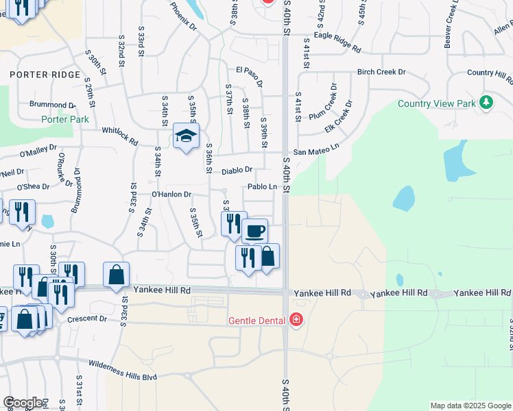 map of restaurants, bars, coffee shops, grocery stores, and more near 3805 Cabo Drive in Lincoln