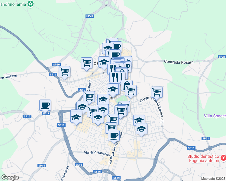 map of restaurants, bars, coffee shops, grocery stores, and more near 23 Via Nazario Sauro in Ostuni