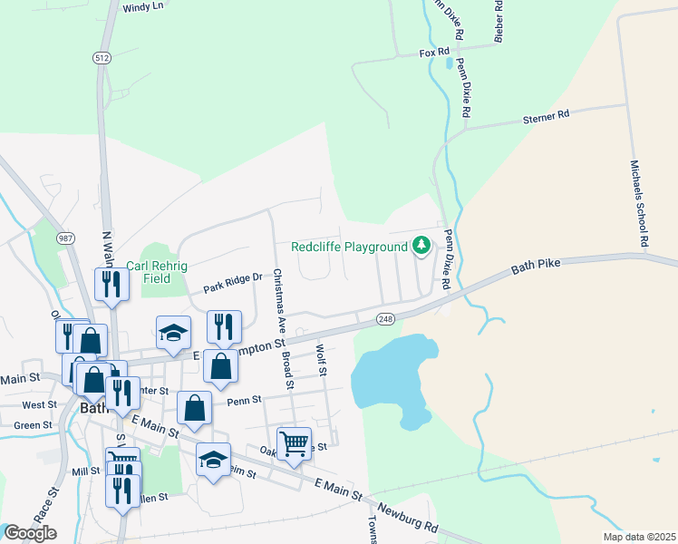 map of restaurants, bars, coffee shops, grocery stores, and more near 212 Memorial Drive in Bath