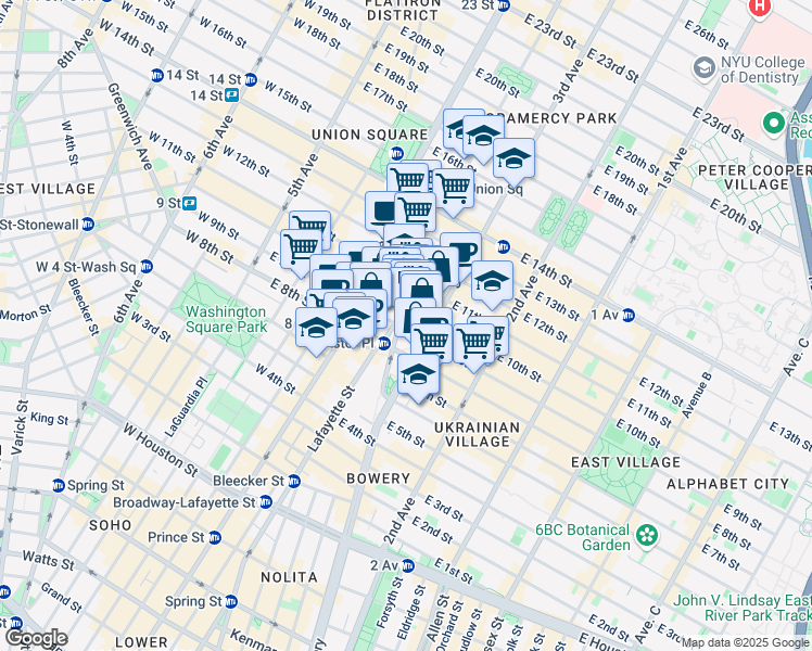 map of restaurants, bars, coffee shops, grocery stores, and more near 85 4th Avenue in New York