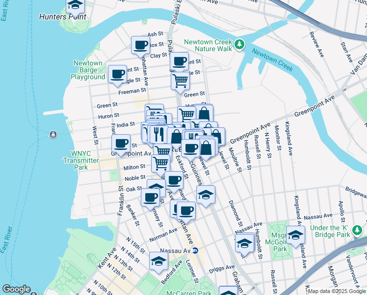 map of restaurants, bars, coffee shops, grocery stores, and more near in Brooklyn