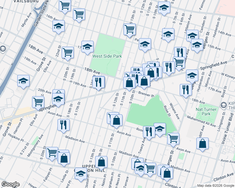 map of restaurants, bars, coffee shops, grocery stores, and more near in Newark