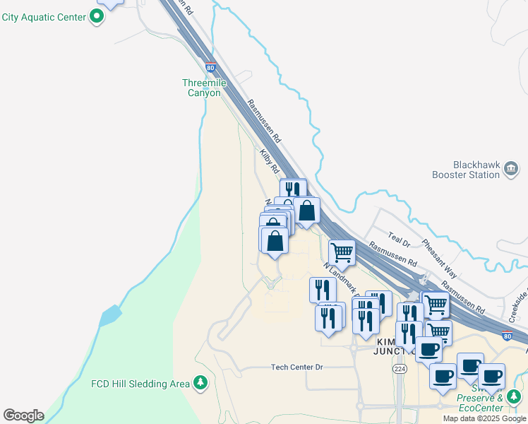 map of restaurants, bars, coffee shops, grocery stores, and more near 6871 North 2200 West in Park City
