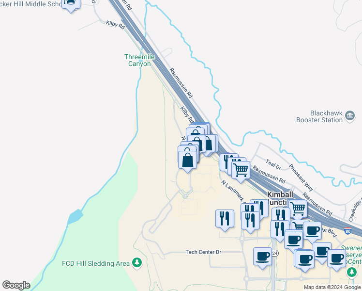 map of restaurants, bars, coffee shops, grocery stores, and more near 6851 North 2200 West in Park City