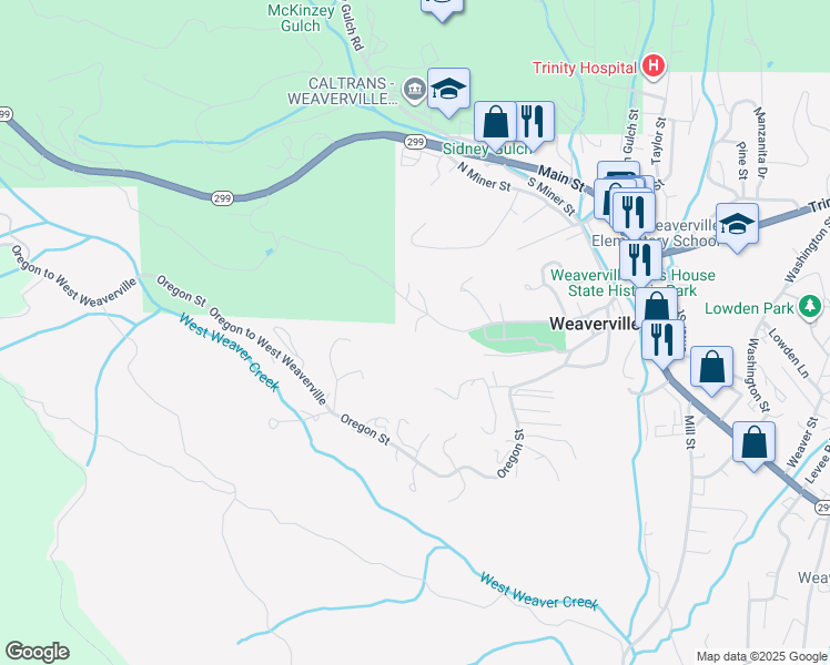 map of restaurants, bars, coffee shops, grocery stores, and more near 379 Odd Fellows Avenue in Weaverville