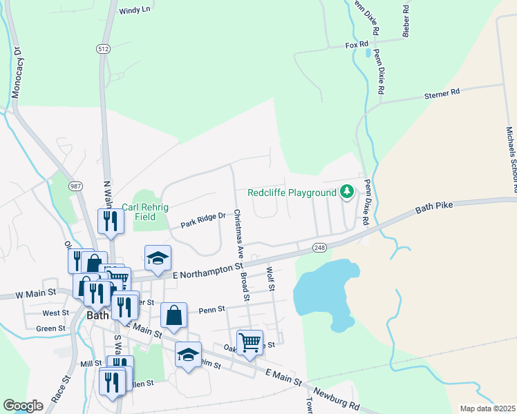 map of restaurants, bars, coffee shops, grocery stores, and more near 229 Memorial Drive in Bath