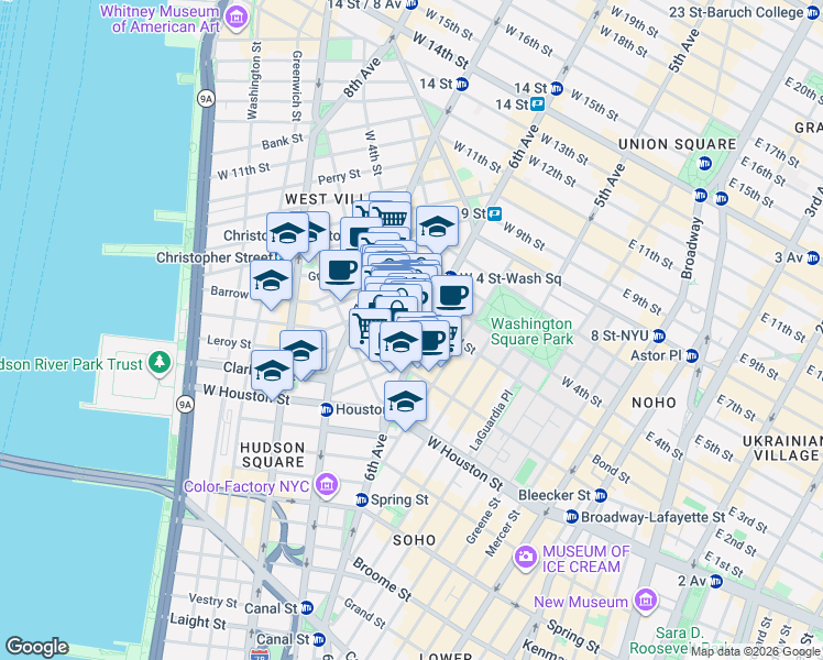 map of restaurants, bars, coffee shops, grocery stores, and more near 305 6th Avenue in New York