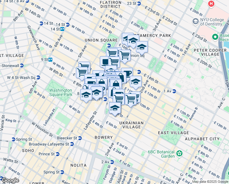 map of restaurants, bars, coffee shops, grocery stores, and more near 85 4th Avenue in New York
