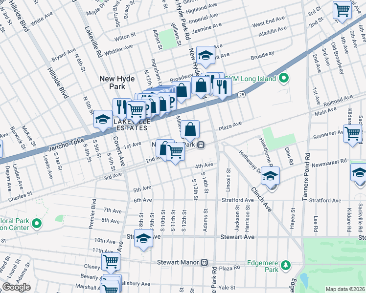 map of restaurants, bars, coffee shops, grocery stores, and more near in Nassau County