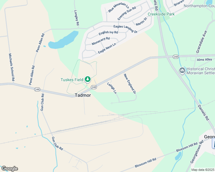 map of restaurants, bars, coffee shops, grocery stores, and more near 2823 Lehigh Lane in Nazareth
