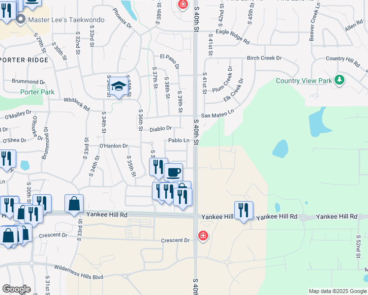 map of restaurants, bars, coffee shops, grocery stores, and more near 3844 Cabo Drive in Lincoln