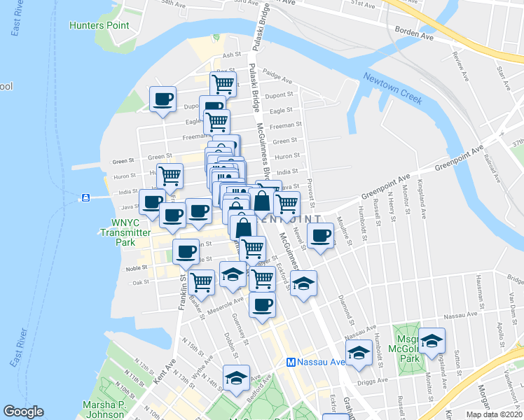 map of restaurants, bars, coffee shops, grocery stores, and more near in Brooklyn