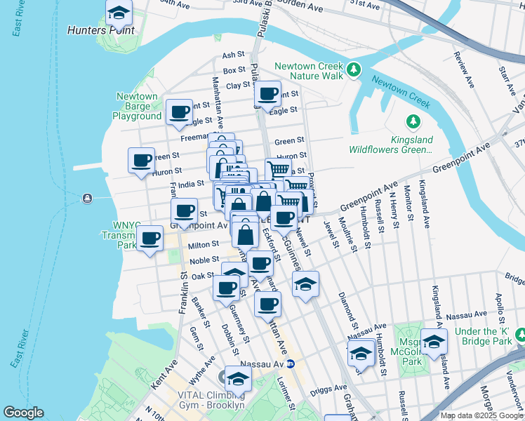 map of restaurants, bars, coffee shops, grocery stores, and more near in Brooklyn