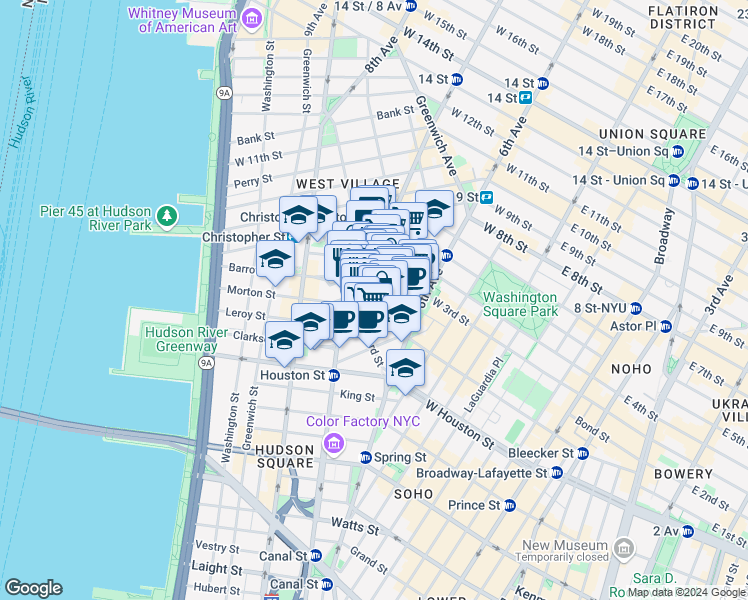 map of restaurants, bars, coffee shops, grocery stores, and more near in New York