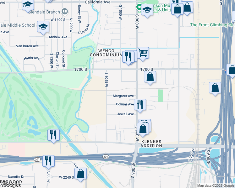 map of restaurants, bars, coffee shops, grocery stores, and more near 986 Margaret Avenue in Salt Lake City