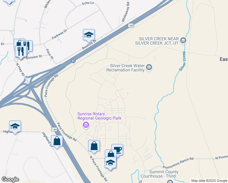 map of restaurants, bars, coffee shops, grocery stores, and more near 7181 Woods Rose Drive in Park City