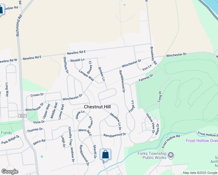 map of restaurants, bars, coffee shops, grocery stores, and more near 2758 Meadow Lane Drive in Easton
