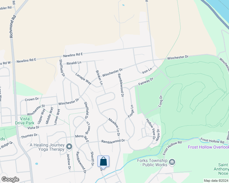 map of restaurants, bars, coffee shops, grocery stores, and more near 2800 Meadow Lane Drive in Easton