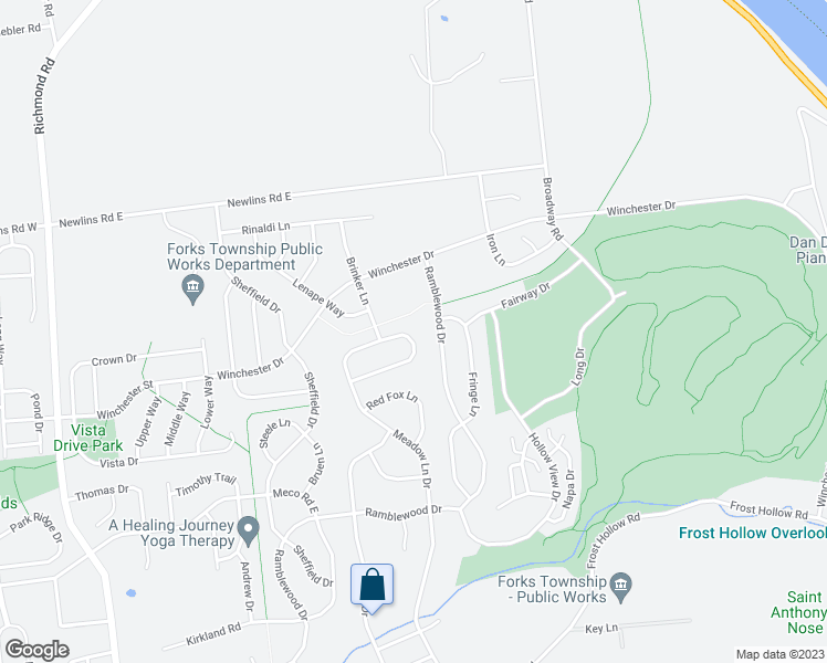 map of restaurants, bars, coffee shops, grocery stores, and more near 2800 Meadow Lane Drive in Easton