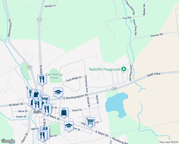 map of restaurants, bars, coffee shops, grocery stores, and more near 232 Memorial Drive in Bath