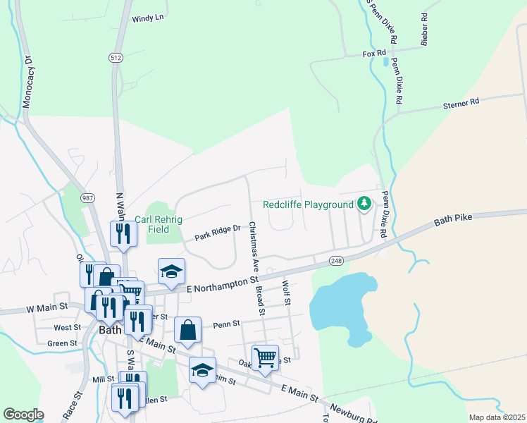 map of restaurants, bars, coffee shops, grocery stores, and more near 232 Memorial Drive in Bath