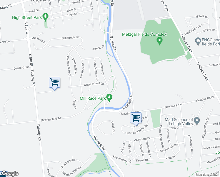 map of restaurants, bars, coffee shops, grocery stores, and more near 23 Willow Drive in Easton