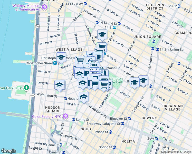 map of restaurants, bars, coffee shops, grocery stores, and more near in New York