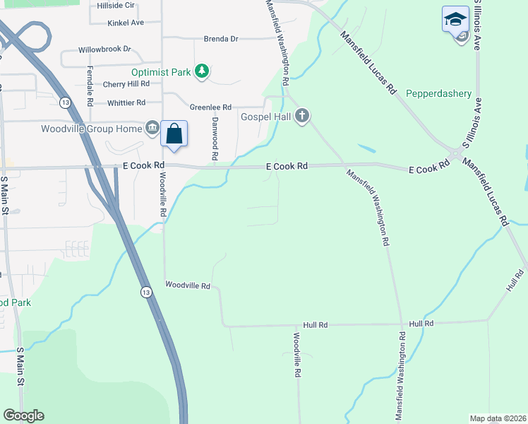map of restaurants, bars, coffee shops, grocery stores, and more near 478 West Cook Road in Mansfield