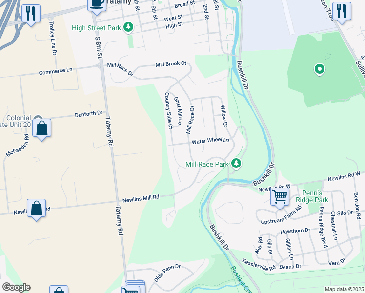map of restaurants, bars, coffee shops, grocery stores, and more near 44 Water Wheel Lane in Easton