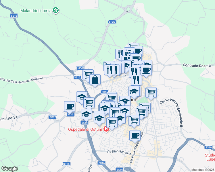 map of restaurants, bars, coffee shops, grocery stores, and more near in Provincia di Brindisi
