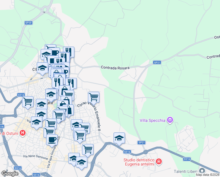 map of restaurants, bars, coffee shops, grocery stores, and more near 195 Corso Vittorio Emanuele II in Ostuni