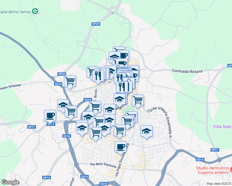 map of restaurants, bars, coffee shops, grocery stores, and more near 13 Vico Antonio Tamborrino in Ostuni