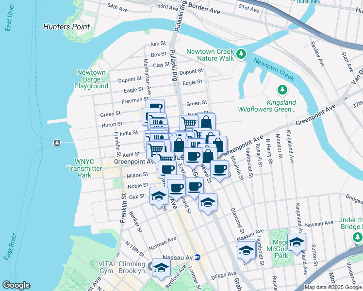 map of restaurants, bars, coffee shops, grocery stores, and more near in Brooklyn