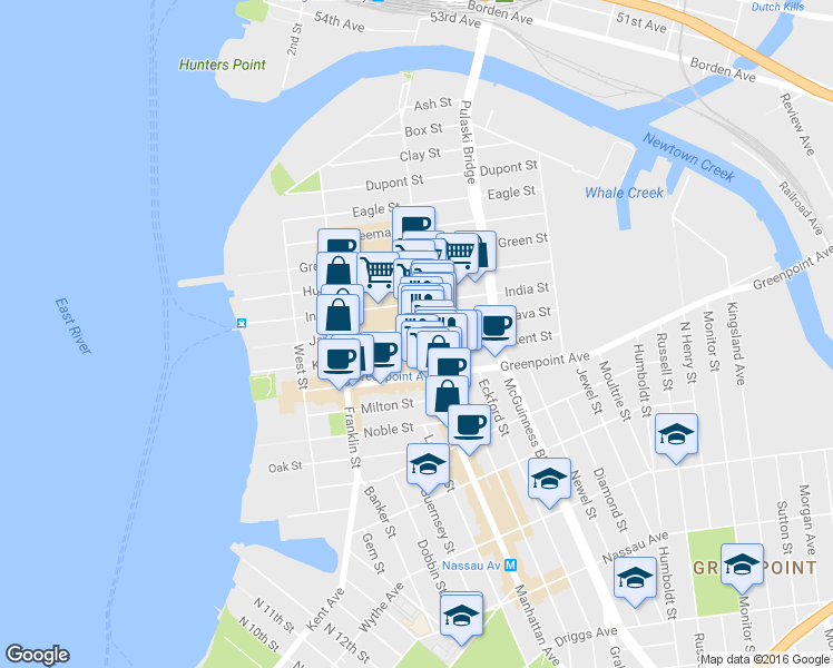 map of restaurants, bars, coffee shops, grocery stores, and more near 925 Manhattan Avenue in Brooklyn