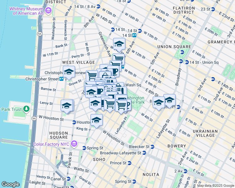 map of restaurants, bars, coffee shops, grocery stores, and more near in New York