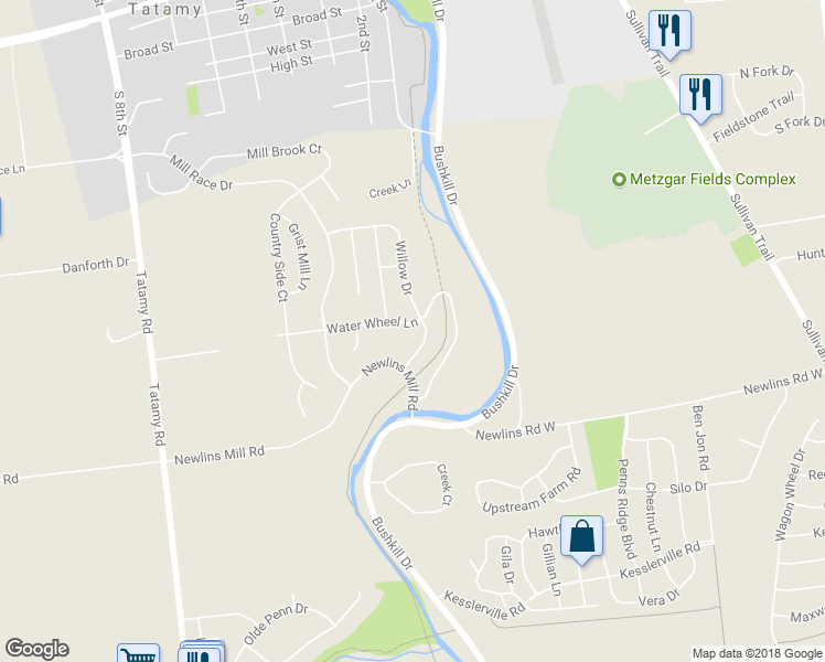 map of restaurants, bars, coffee shops, grocery stores, and more near 10 Water Wheel Lane in Easton