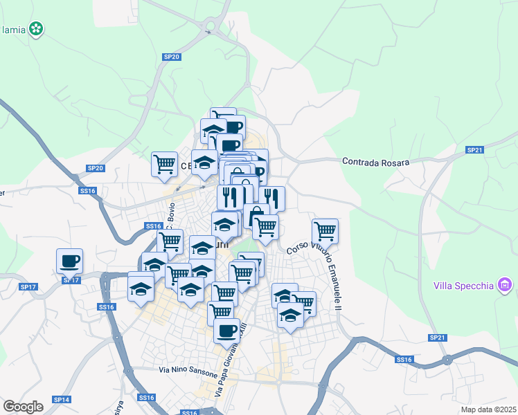 map of restaurants, bars, coffee shops, grocery stores, and more near 1 Via Ercole Ghionda in Ostuni