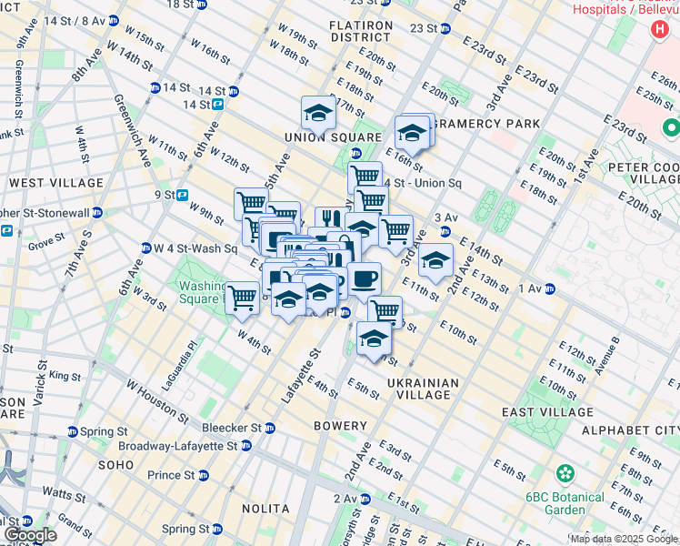 map of restaurants, bars, coffee shops, grocery stores, and more near 780 Broadway in New York
