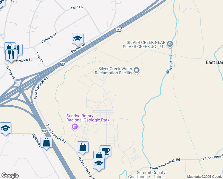 map of restaurants, bars, coffee shops, grocery stores, and more near 1383 Snowberry Circle in Park City