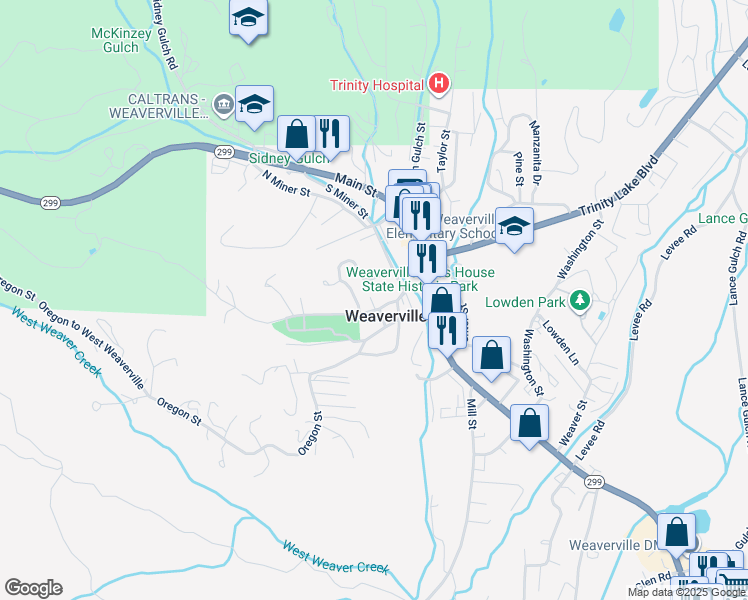 map of restaurants, bars, coffee shops, grocery stores, and more near 379-499 Odd Fellows Avenue in Weaverville