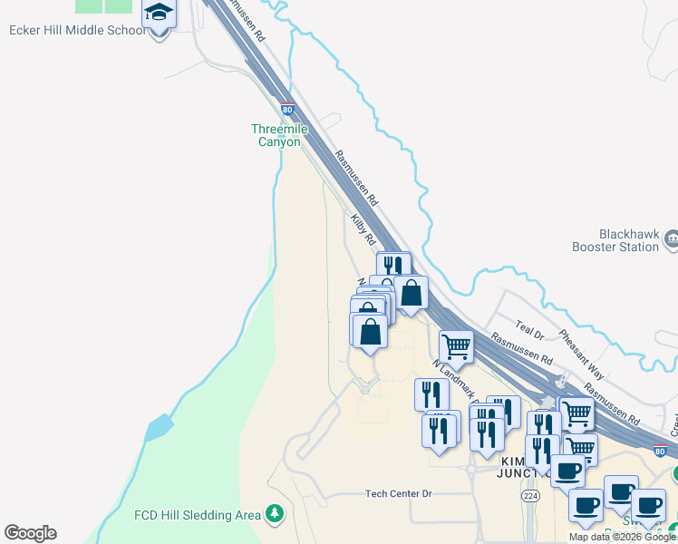 map of restaurants, bars, coffee shops, grocery stores, and more near 6871 North 2200 West in Park City