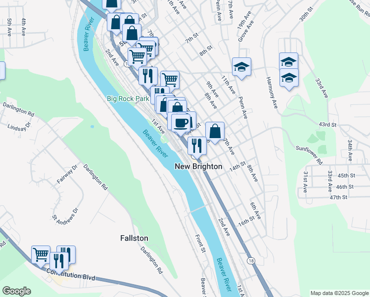 map of restaurants, bars, coffee shops, grocery stores, and more near 1126 2nd Avenue in New Brighton
