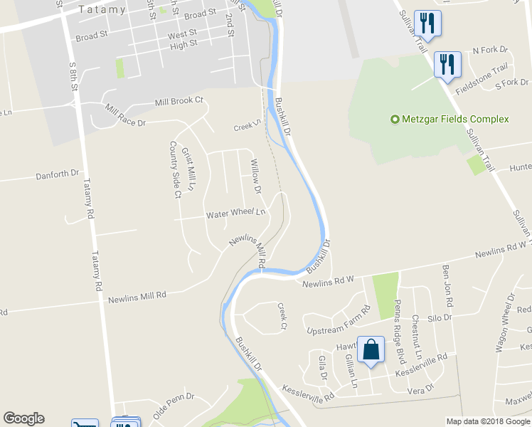 map of restaurants, bars, coffee shops, grocery stores, and more near 28 Willow Drive in Easton