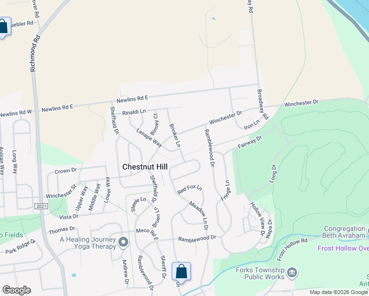 map of restaurants, bars, coffee shops, grocery stores, and more near 2758 Meadow Lane Drive in Easton