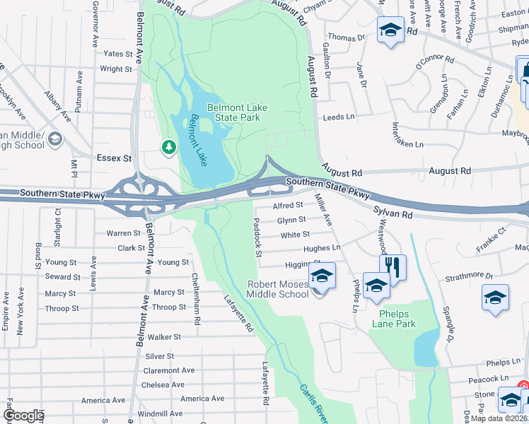 map of restaurants, bars, coffee shops, grocery stores, and more near 320 Glynn Street in North Babylon