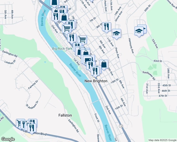 map of restaurants, bars, coffee shops, grocery stores, and more near 1126 2nd Avenue in New Brighton