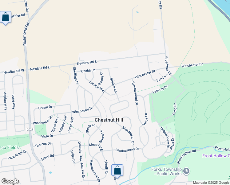 map of restaurants, bars, coffee shops, grocery stores, and more near 2758 Meadow Lane Drive in Easton