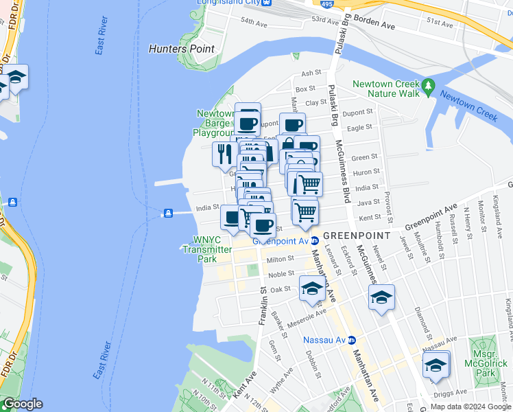 map of restaurants, bars, coffee shops, grocery stores, and more near in Brooklyn