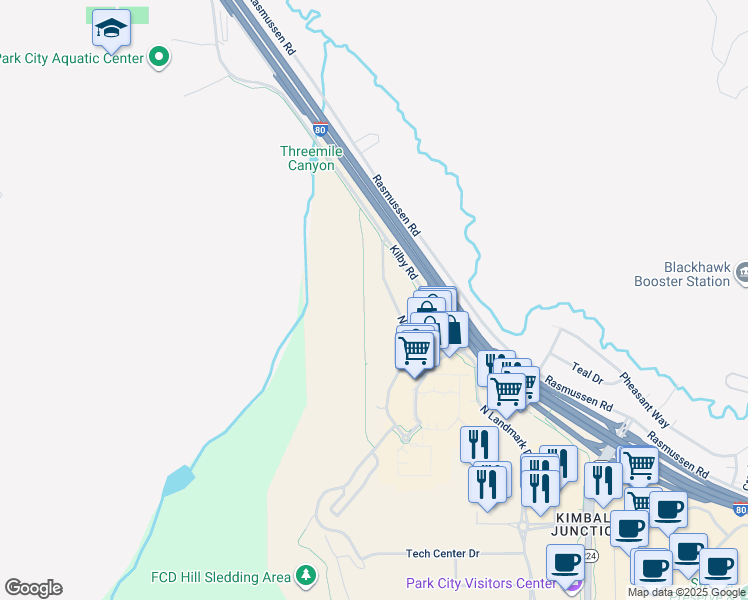 map of restaurants, bars, coffee shops, grocery stores, and more near 6935 North 2200 West in Park City