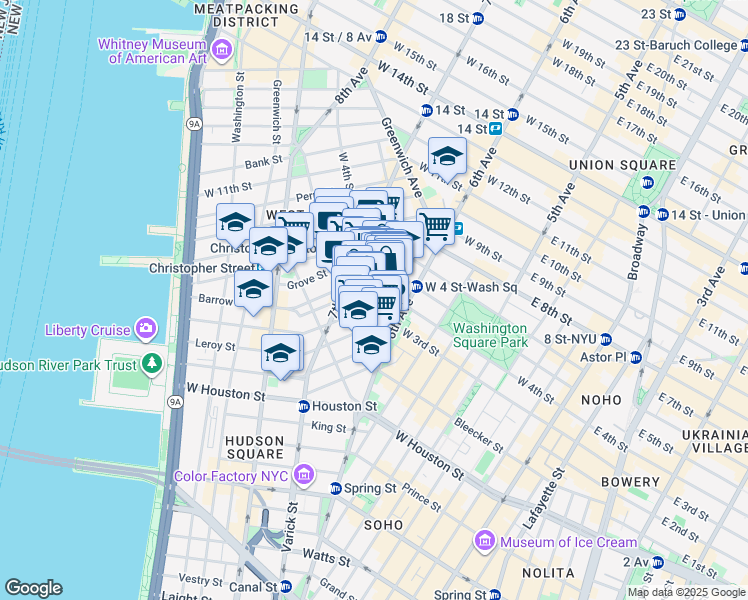 map of restaurants, bars, coffee shops, grocery stores, and more near in New York
